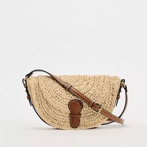 Zara Beige and Brown Crossbody Bag